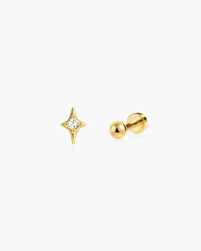 North Star Flat Back Helix Set made by En Route Jewelry