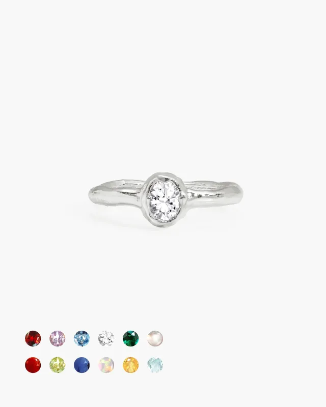 Birthstone Ring in Silver - April made by En Route Jewelry