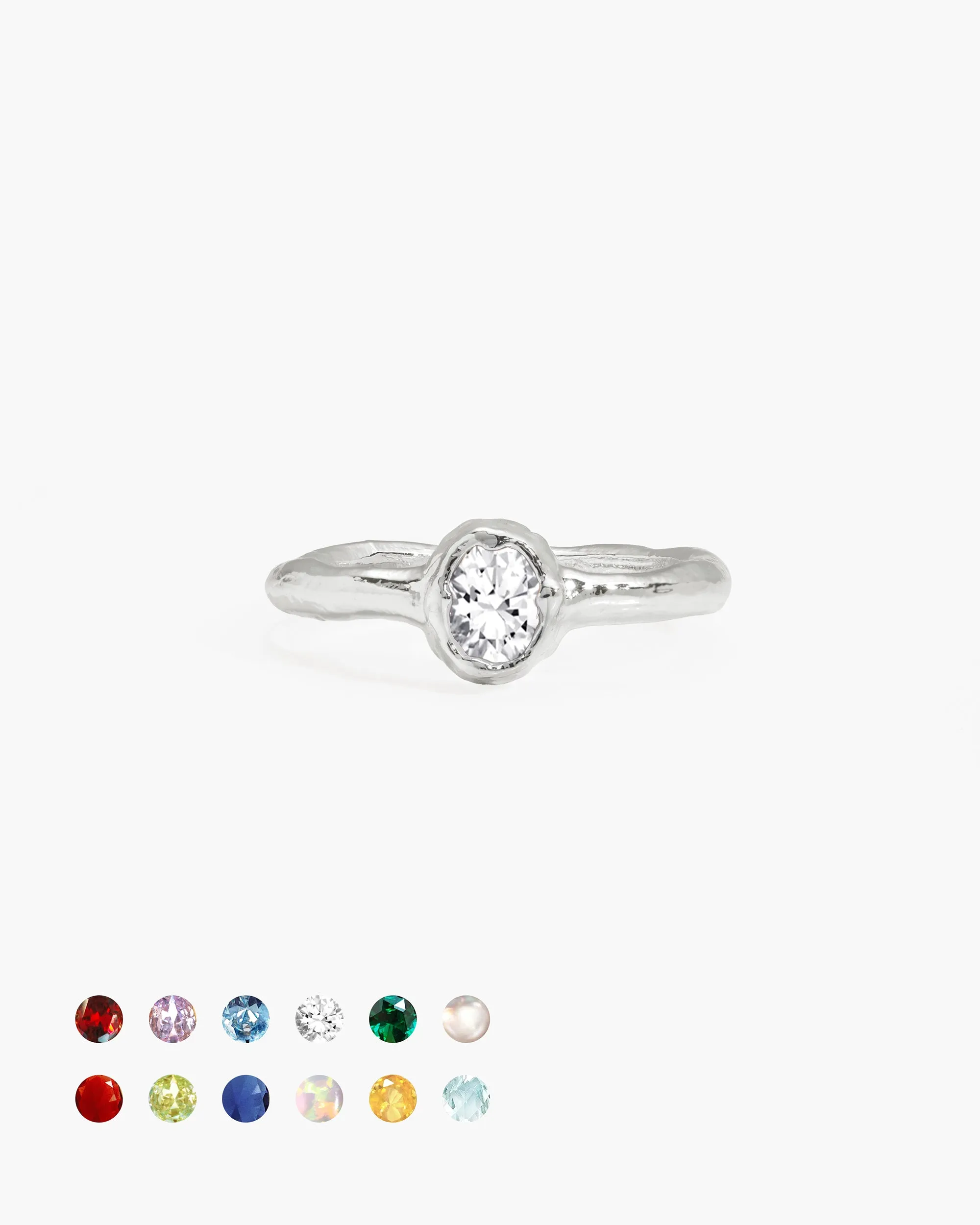 Birthstone Ring in Silver - April sold by En Route Jewelry