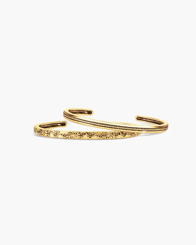 Orchid Stacking Bangle Set in Gold made by En Route Jewelry