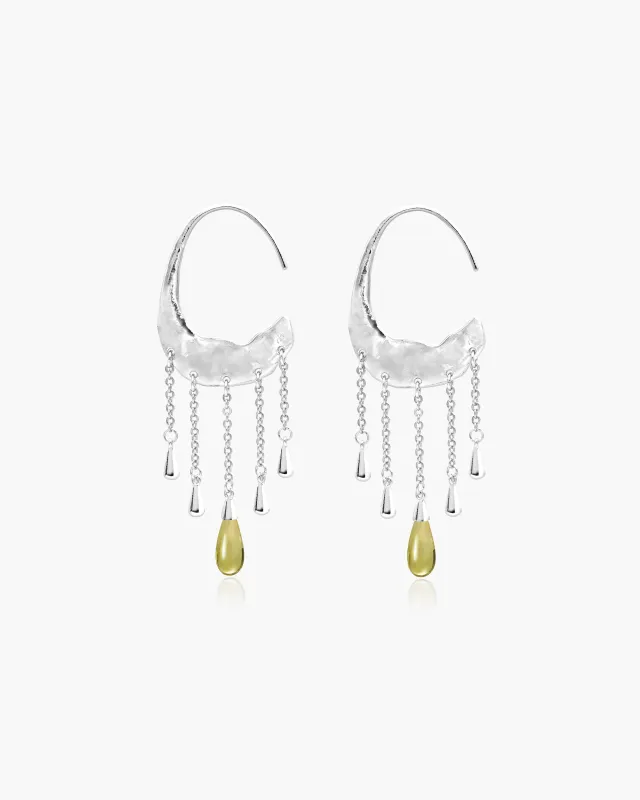 Waterdrop Tassel Earrings in Silver made by En Route Jewelry