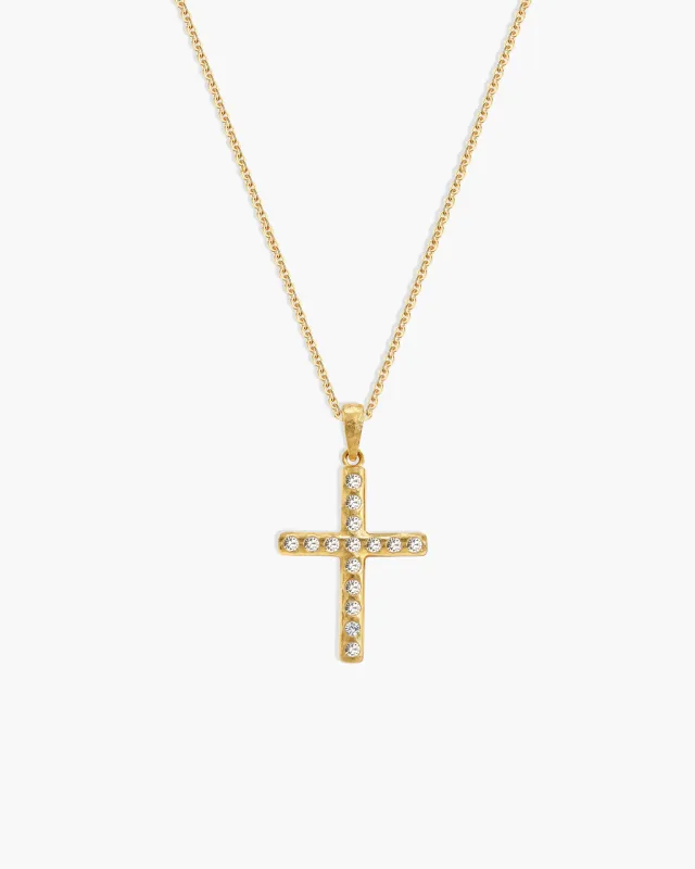 Pavé Cross Necklace made by En Route Jewelry