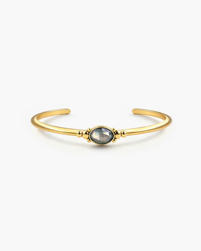 Lia Black Mother of Pearl Bangle made by En Route Jewelry