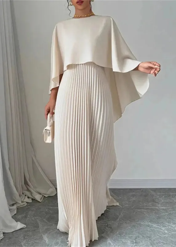 Emilia | Women’s Pleated Cape Overlay Maxi Dress sold by Northstyle Fashion