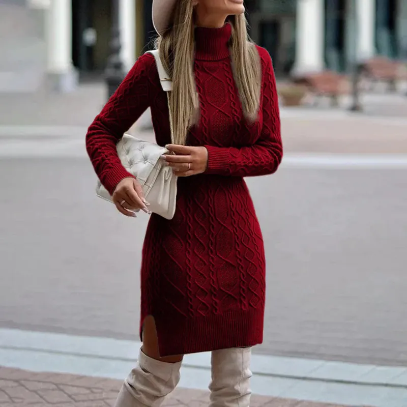 Paris | Women’s Long Sleeve Turtleneck Dress sold by Northstyle Fashion