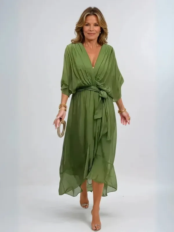 Megan | Women’s Flowing Chiffon Occasion Midi Dress sold by Northstyle Fashion