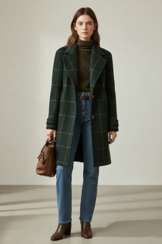 Women's Retro Lapel Plaid Tweed Coat sold by Northstyle Fashion