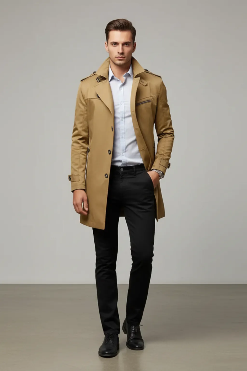 Men’s Double-Breasted Trench Coat sold by Northstyle Fashion product image thumbnail 4