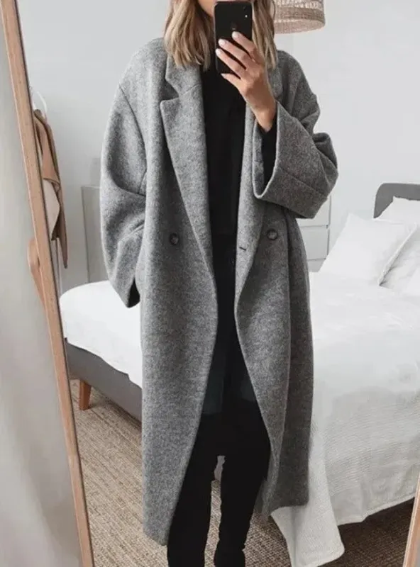 Eva | Women’s Relaxed Fit Long Minimalist Coat sold by Northstyle Fashion