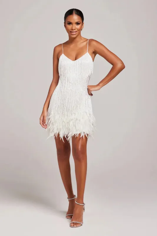 Trixie | Women’s Chic Fringe Feather Party Mini Dress sold by Northstyle Fashion