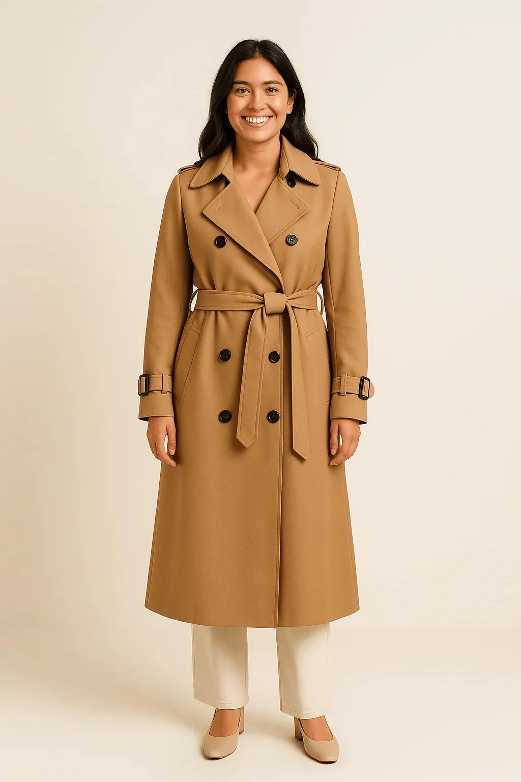 Camille Women’s Double-Breasted Trench Coat – Belted Waist – Classic Fit sold by Northstyle Fashion