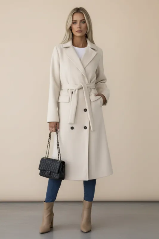 Women's Double-Breasted Winter Coat with Waist Belt sold by Northstyle Fashion