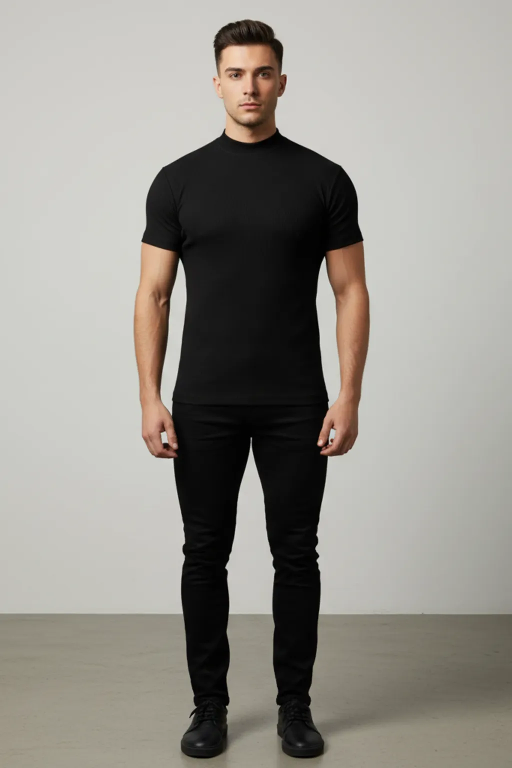 Caden - Stylish Men's T-Shirt With High Collar And Stripes For Casual Fitness sold by Northstyle Fashion product image thumbnail 3