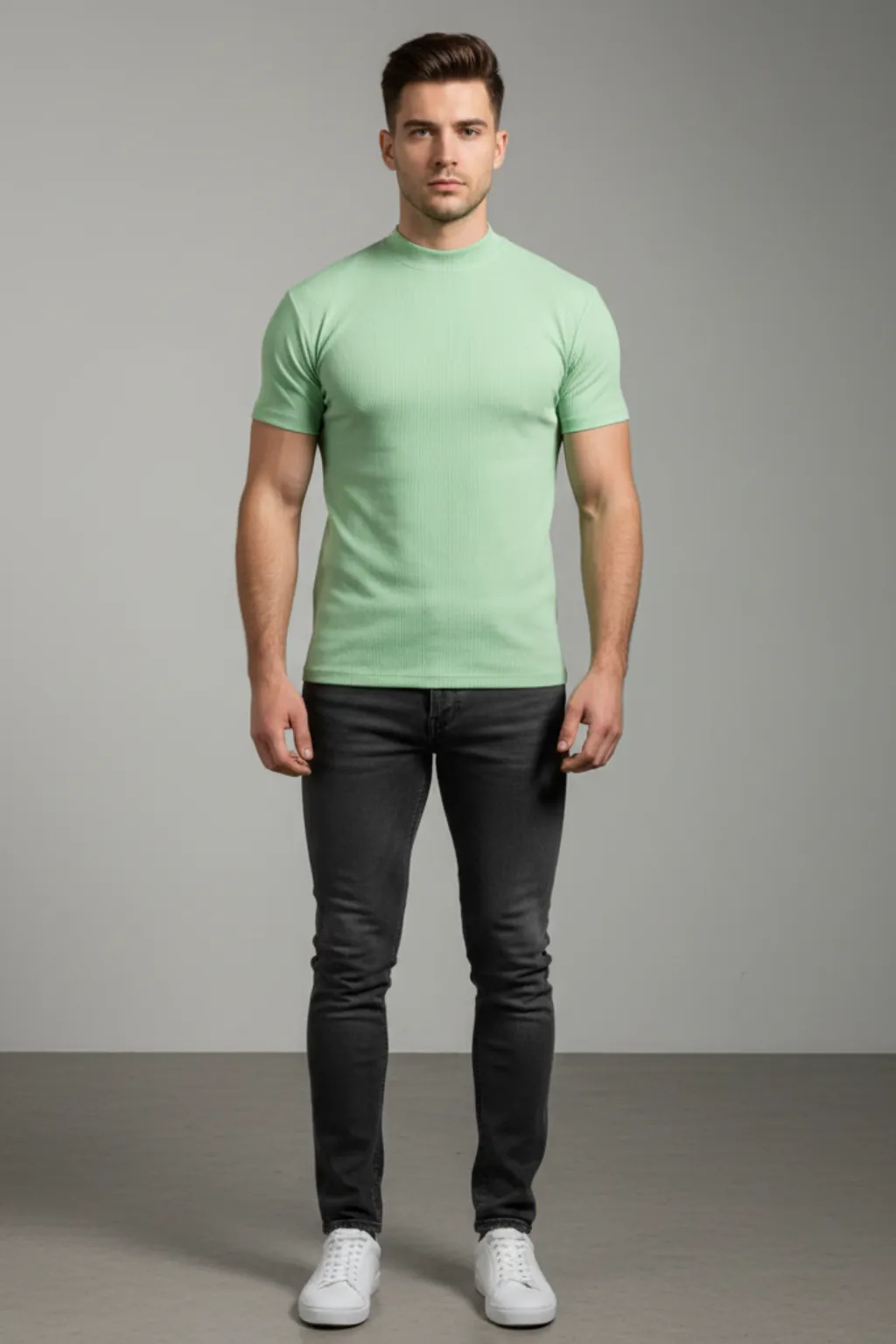 Caden - Stylish Men's T-Shirt With High Collar And Stripes For Casual Fitness sold by Northstyle Fashion product image thumbnail 4