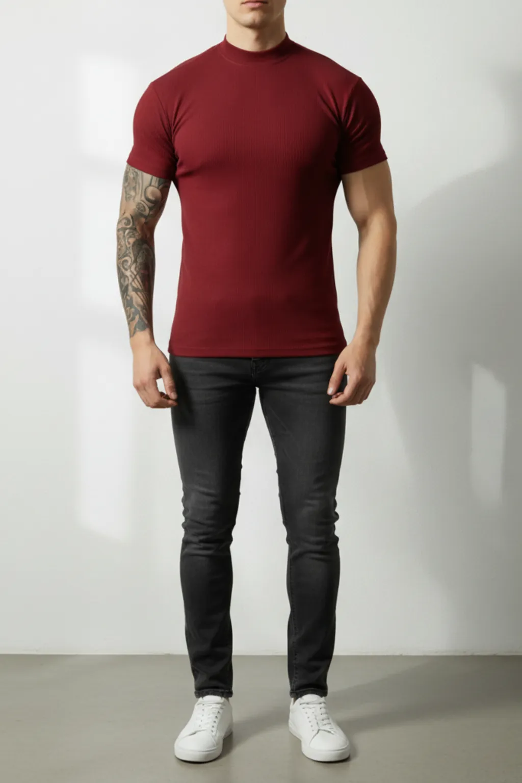 Caden - Stylish Men's T-Shirt With High Collar And Stripes For Casual Fitness sold by Northstyle Fashion product image thumbnail 2