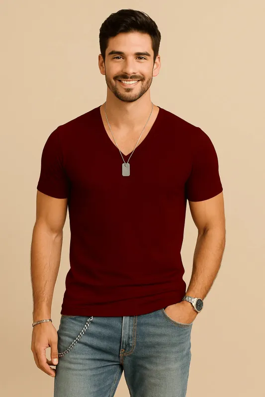 Slim-Fit Soft-V-Neck T-Shirt sold by Northstyle Fashion