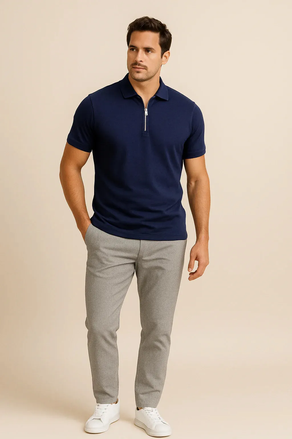 Men's Robert Zip Polo Shirt – Slim Fit sold by Northstyle Fashion product image thumbnail 4