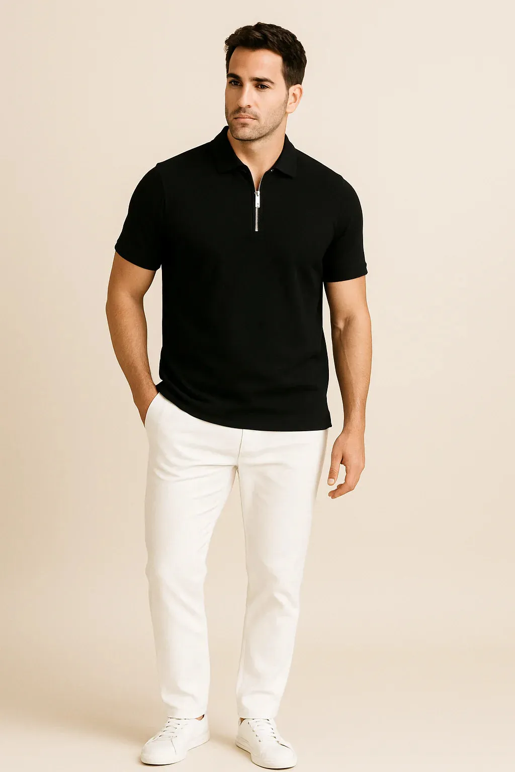 Men's Robert Zip Polo Shirt – Slim Fit sold by Northstyle Fashion product image thumbnail 3
