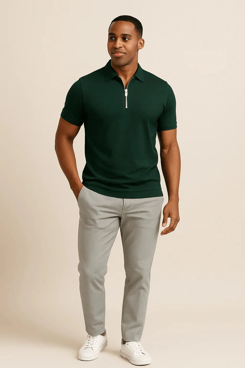 Men's Robert Zip Polo Shirt – Slim Fit sold by Northstyle Fashion product image thumbnail 5