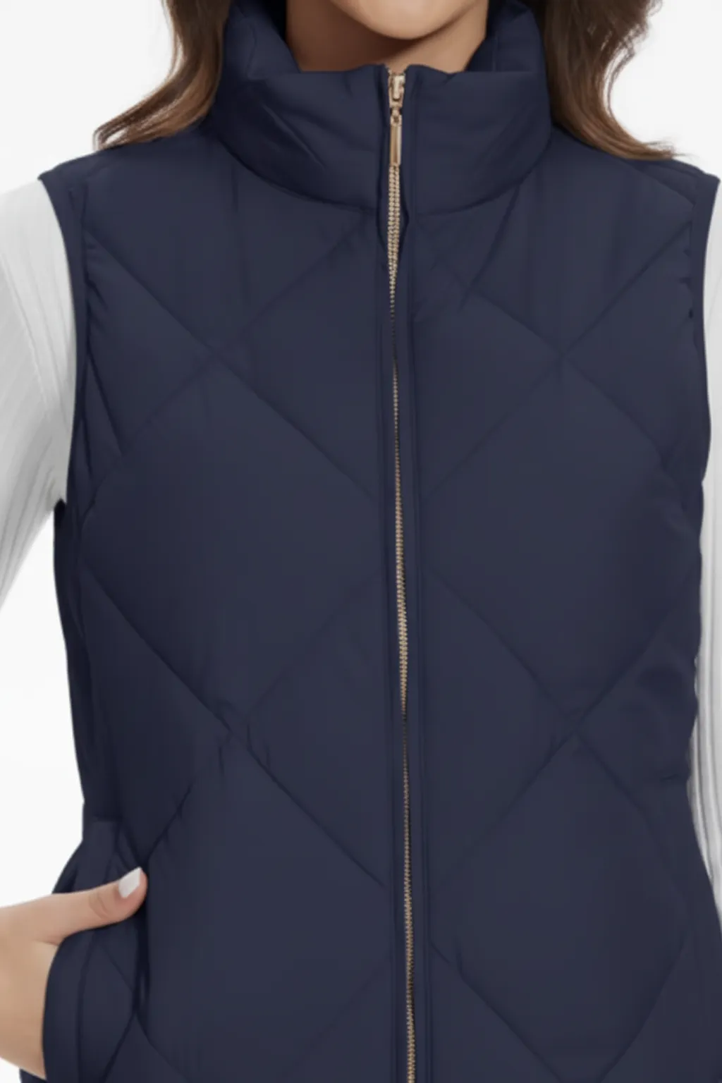 Women’s Lightweight Quilted Stand Collar Vest sold by Northstyle Fashion product image thumbnail 4