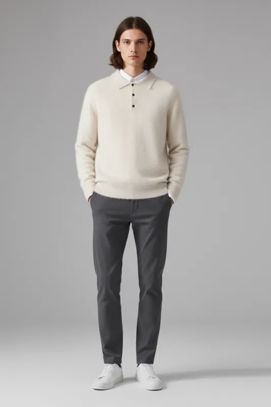 Men’s Warm Knit Polo-Collar Sweater sold by Northstyle Fashion