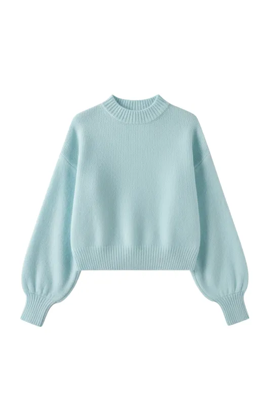 Women’s Crewneck Sweater with Balloon Sleeves sold by Northstyle Fashion