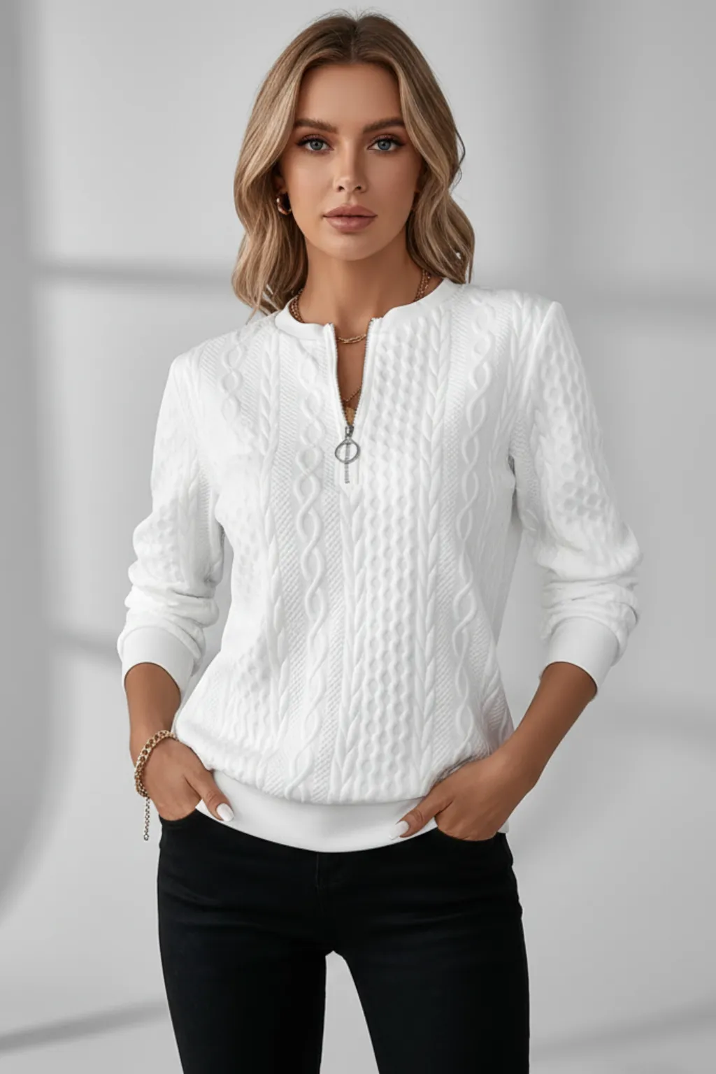 Women’s Sweater with Zipper Neckline sold by Northstyle Fashion product image thumbnail 2