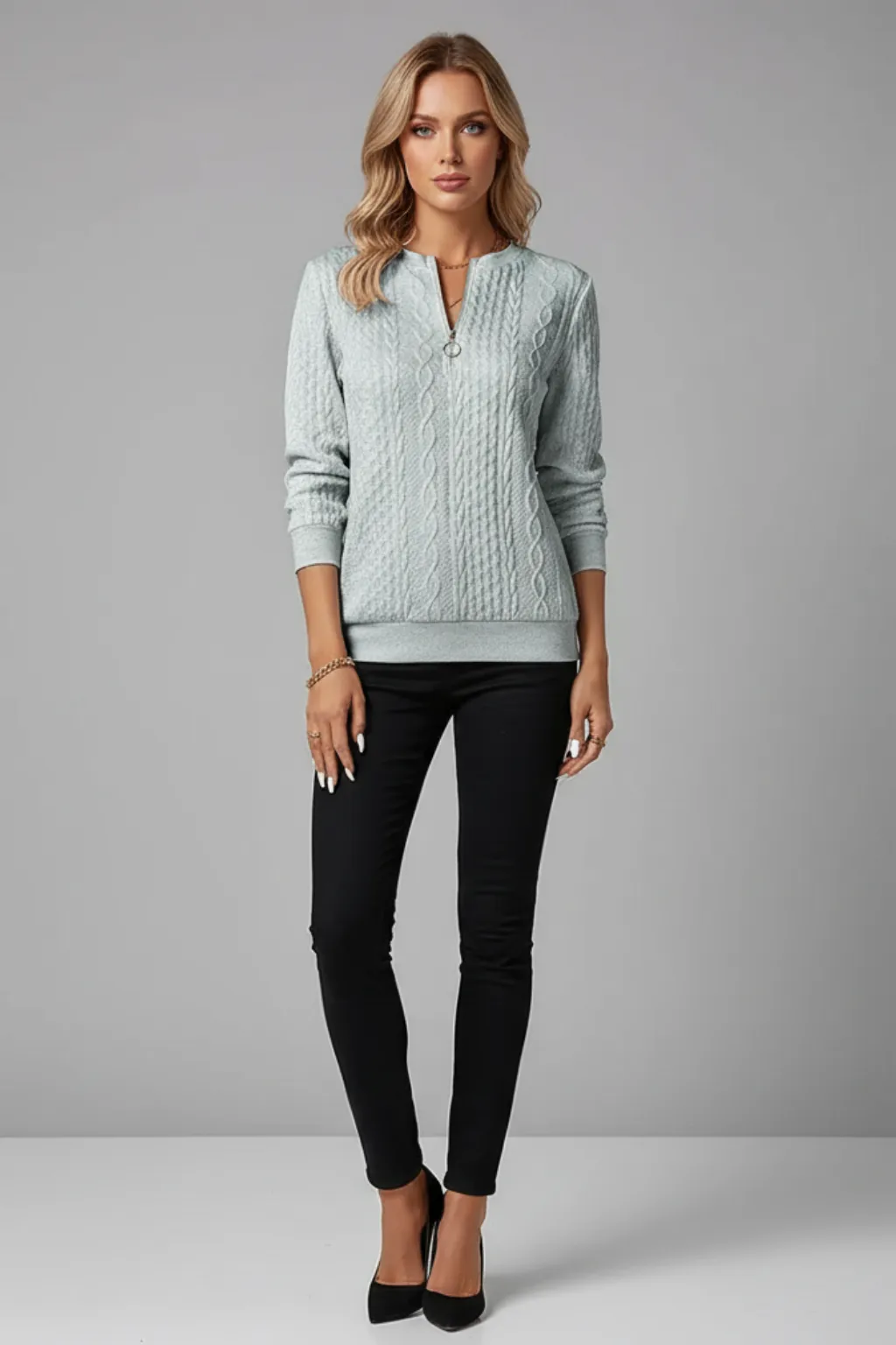 Women’s Sweater with Zipper Neckline sold by Northstyle Fashion product image thumbnail 4