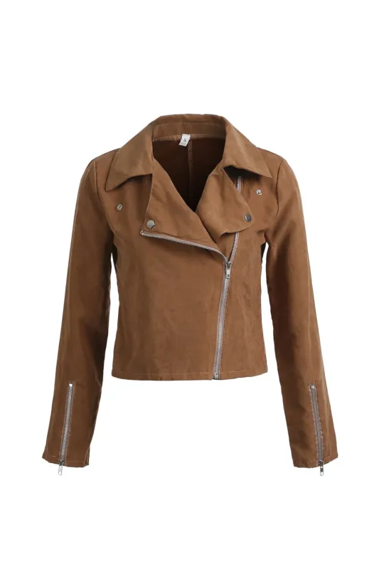 Women’s Stylish Soft Suede Biker Jacket sold by Northstyle Fashion