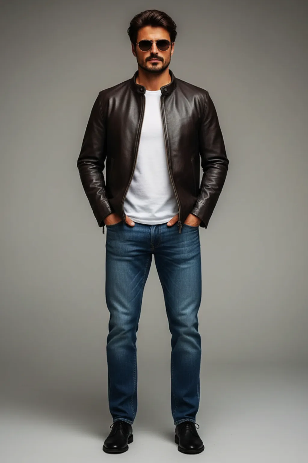 Men’s Slim Fit Leather Jacket with Stand Collar sold by Northstyle Fashion product image thumbnail 2