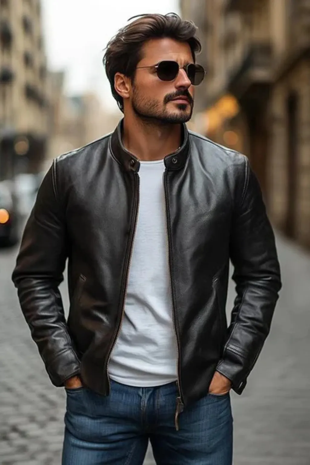 Men’s Slim Fit Leather Jacket with Stand Collar sold by Northstyle Fashion product image thumbnail 3