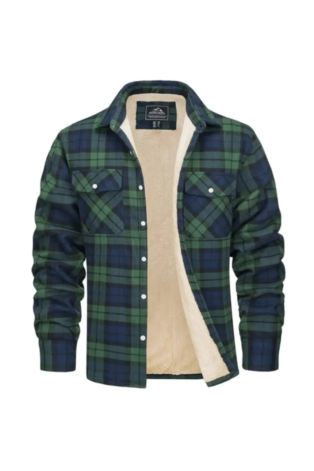 Men’s Fleece-Lined Plaid Jacket with Chest Pocket sold by Northstyle Fashion product image thumbnail 3