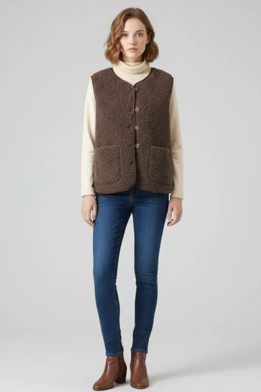 Women’s Button-Front Casual Vest sold by Northstyle Fashion