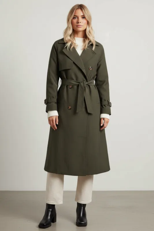 Women’s Double-Breasted Longline Trench Coat sold by Northstyle Fashion