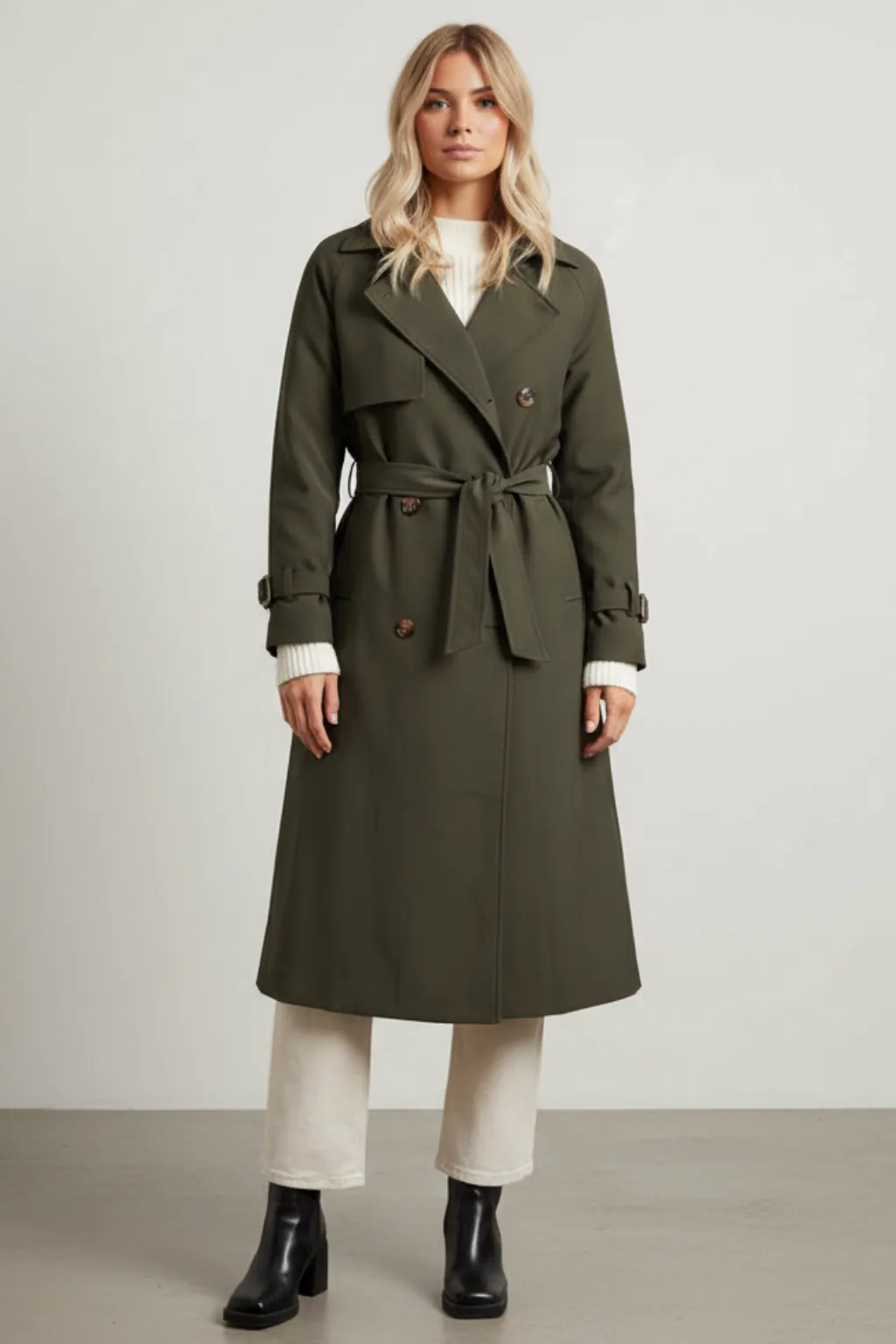Women’s Double-Breasted Longline Trench Coat sold by Northstyle Fashion