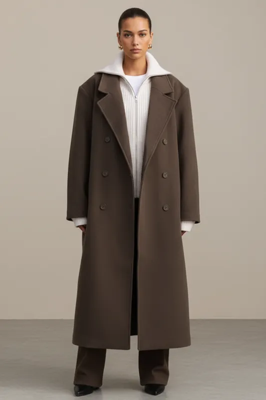 Women’s Oversized Wool Blend Coat Long Double Breasted Winter Overcoat sold by Northstyle Fashion