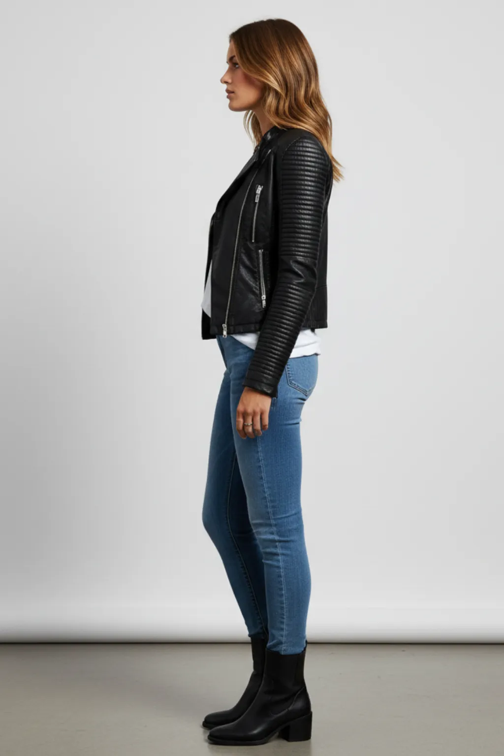 Women’s Sleek Leather Jacket sold by Northstyle Fashion product image thumbnail 3