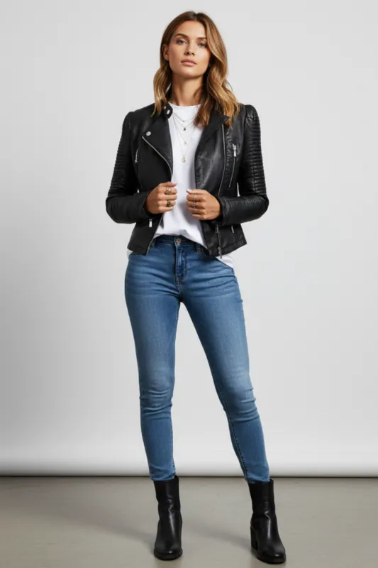 Women’s Sleek Leather Jacket sold by Northstyle Fashion