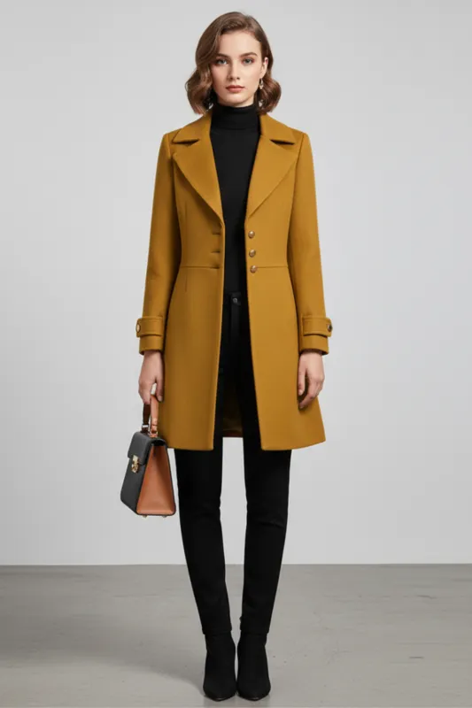 Women’s Winter Wool Blend Coat Smart Button Front Long Overcoat sold by Northstyle Fashion