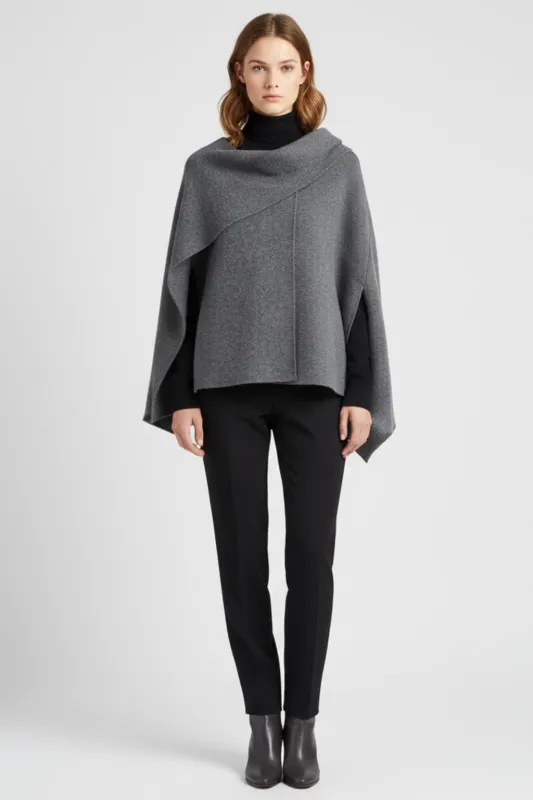 Women’s Wool Blend Poncho Cape Winter Wrap Elegant Warm Layer sold by Northstyle Fashion