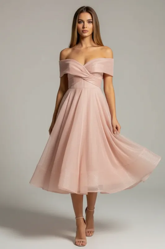 Women’s Off Shoulder Tulle Midi Dress Elegant Party Evening Outfit sold by Northstyle Fashion