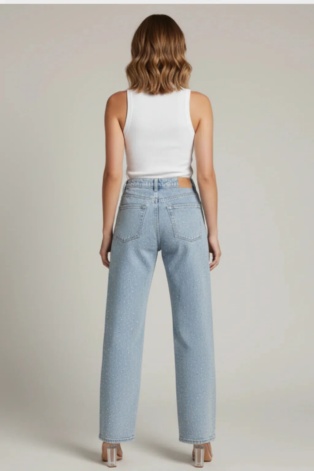 Women’s Sparkling Rhinestone Straight Leg Jeans Trendy Sparkle Denim sold by Northstyle Fashion product image thumbnail 2