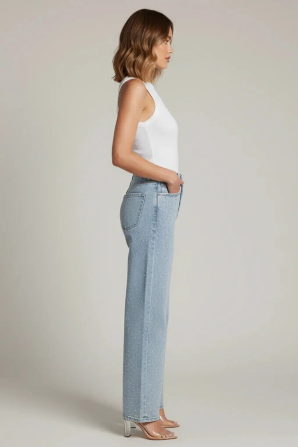 Women’s Sparkling Rhinestone Straight Leg Jeans Trendy Sparkle Denim sold by Northstyle Fashion product image thumbnail 3