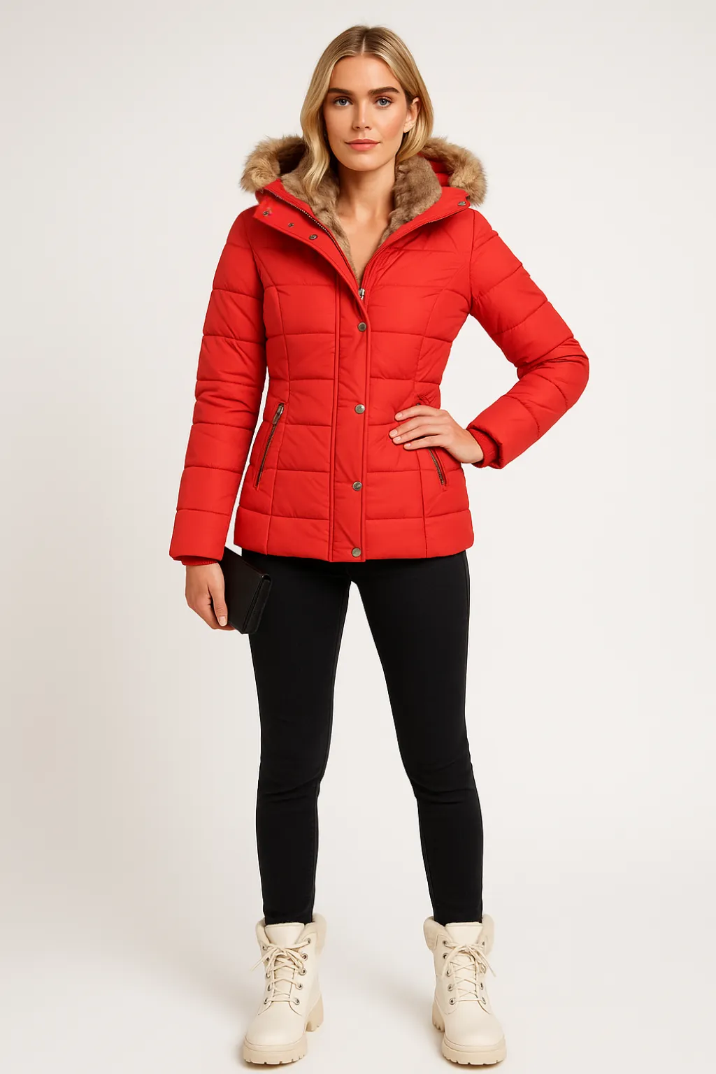 Women’s Winter Puffer Jacket Thermal Padded Coat with Fur Hood sold by Northstyle Fashion product image thumbnail 4