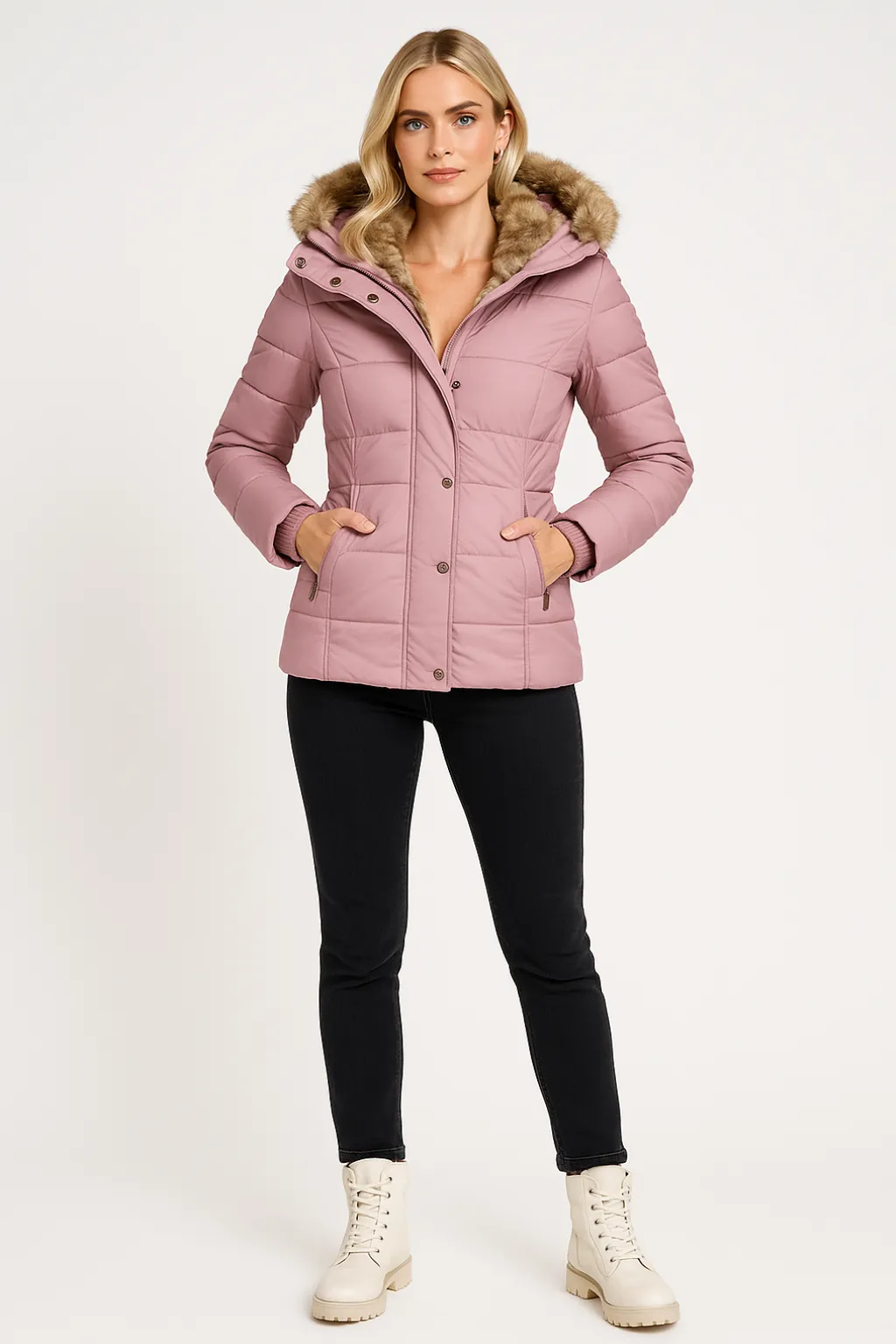 Women’s Winter Puffer Jacket Thermal Padded Coat with Fur Hood sold by Northstyle Fashion product image thumbnail 5