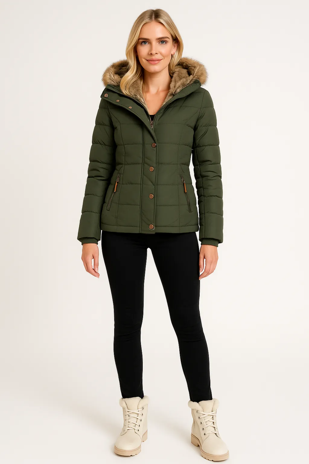 Women’s Winter Puffer Jacket Thermal Padded Coat with Fur Hood sold by Northstyle Fashion product image thumbnail 2