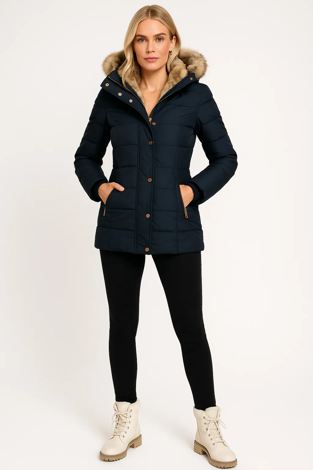Women’s Winter Puffer Jacket Thermal Padded Coat with Fur Hood sold by Northstyle Fashion product image thumbnail 3