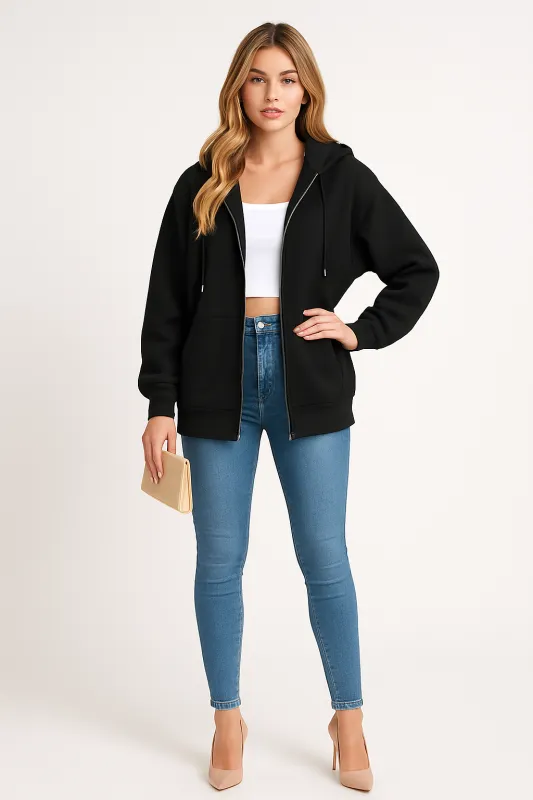 Women’s Zip Up Hoodie Fleece Lined Casual Warm Hooded Sweatshirt sold by Northstyle Fashion