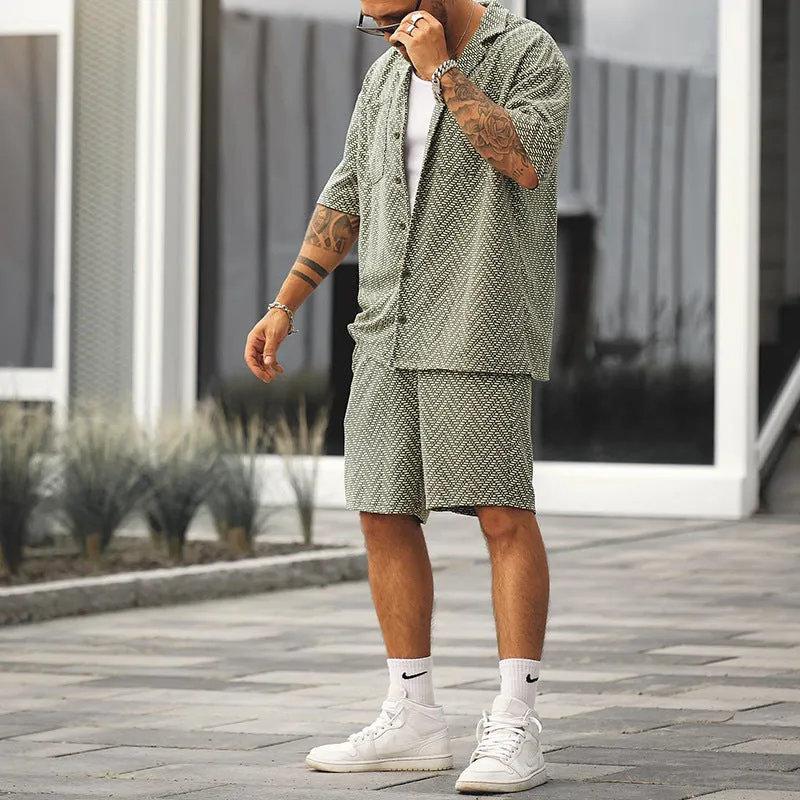 Men’s Printed Short Sleeve Shirt and Shorts Set sold by Northstyle Fashion