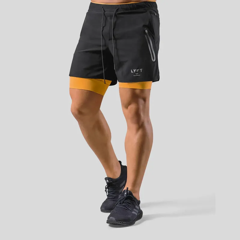 Men’s 2-in-1 Gym Training Shorts Compression Layer Running Fit sold by Northstyle Fashion